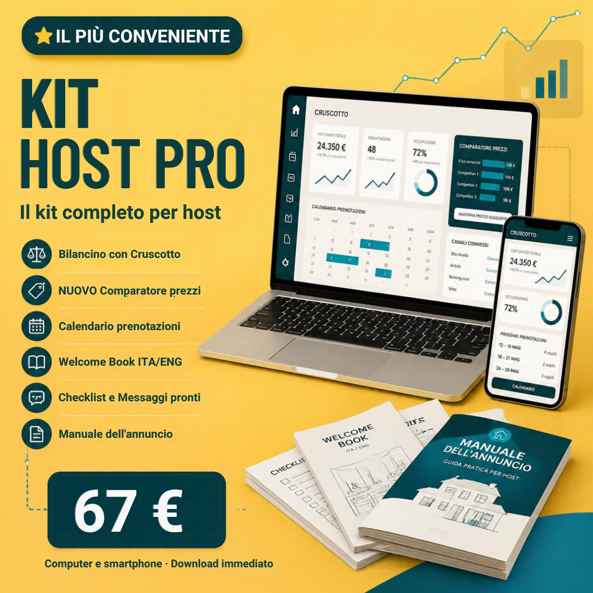 Kit Host PRO: il kit completo per host di affitti brevi con Comparatore prezzi, Calendario e Welcome Book