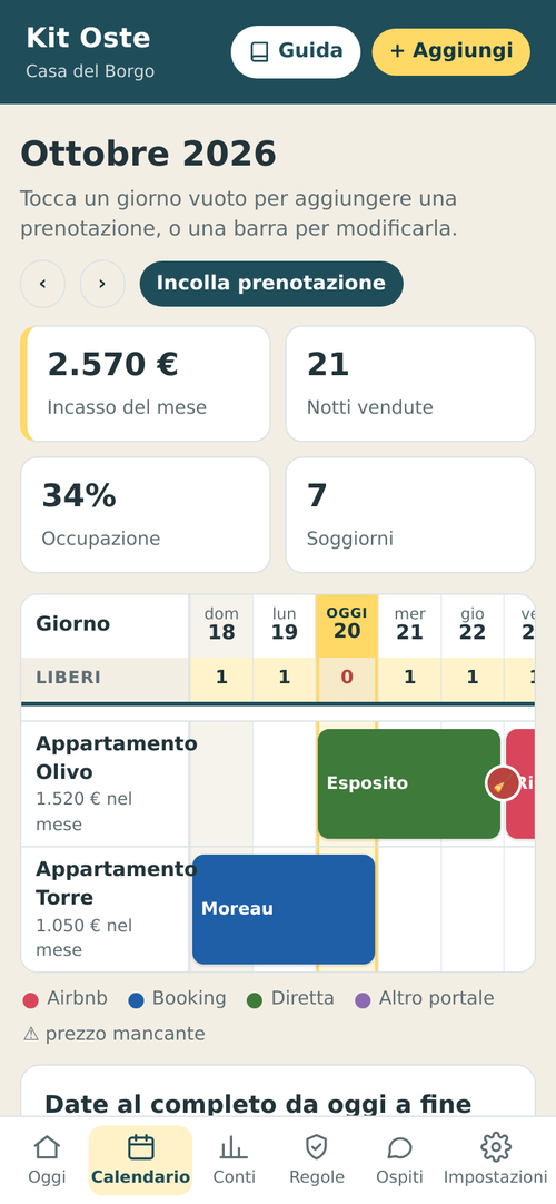 App Kit Oste, calendario